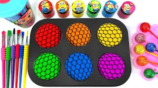 Satisfying Video l How To Make Rainbow Mixing Lollipop Candy Stars FROM 6 Color Slime Cutting ASMR