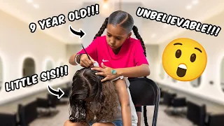 9 YR OLD PUTS EXTENSIONS INTO LITTLE SISTERS HAIR ALL BY HERSELF!!! 💆🏽‍♀️💕
