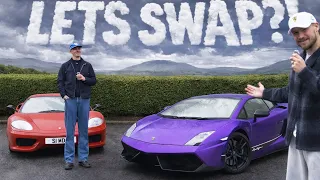 SWAPPING SUPERCARS WITH MY FRIEND | FERRARI VS LAMBO