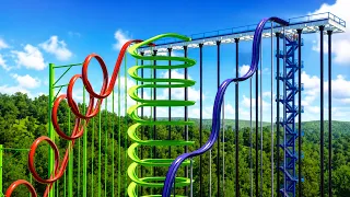 Loopzilla vs Venom Spiral vs Gravity Breaker! Water Slide Battle | Planet Coaster 2