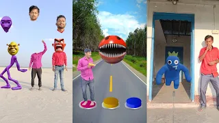Purple alien, two cute brother head/Button to pacman, siren hulk, blue dancing & Monster-magic