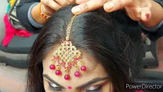 real party Messy bun hairstyle Tikka setting thin hair for beginners/pooja chaudhary khushi makeover