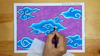 Tema hari batik nasional menggambar batik mega mendung