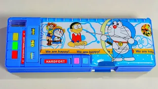 Latest Multi Button Doraemon Pencil Case | Unboxing And Review | Calculator Geometry Box, Pencil Box