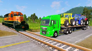 TRANSPORTATION OF COLORED TRACTORS AND MAN TRUCKS Beamng.Drive #2