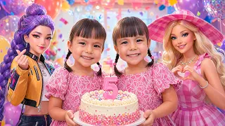Twin Twin Birthday Party with New Bikes, Rumi, and Barbie 🎂
