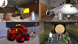 Granny 1 2 3 4 Escape With All Vehicles  | Funny Horror Mod