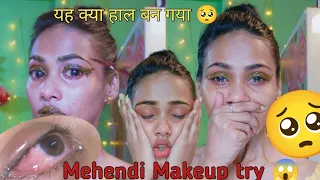 Full face mehendi makeup Challenge 😱🥺 || क्या हाल बान होगाb🥺🥺🥺 || Sonali dey #makeuptutorial