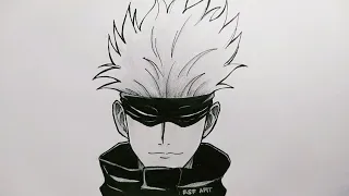 How to draw Gojo Satoru from Jujutsu Kaisen | easy step-by-step anime sketch