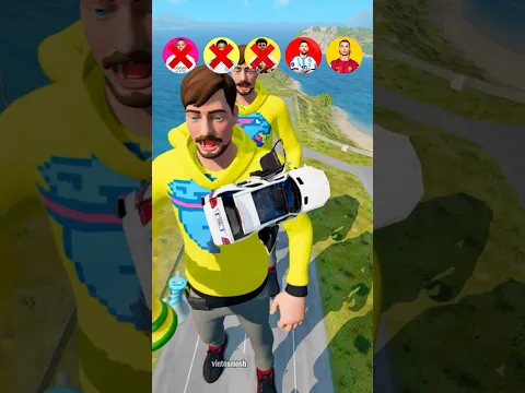 🚘CR7 vs Messi vs Yamal vs Mbappe vs MrBeast Characters ⚽️#beamngdrive #football #shorts #simulator