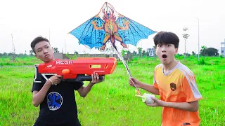 Cuộc Chiến Thả Diều Tự Chế và Diều Nhà Giàu - Nerf Guns Kite Flying Battle | Bibonbon Gaming