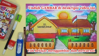 Mewarnai gambar sekolah SD