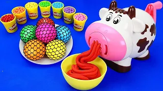 Satisfying Video l How To Make Rainbow Noddles in Miniature Foot & Ball Cutting ASMR