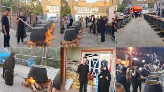 فلوكات عاشوراء في النجف الاشرف طبخ القيمه النجفيه مع ذبح 4جمال وطبخ 27كدر اجواء مشوقه