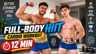 Full-body HIIT cardio workout in 12 minutes! 🔥