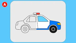 Apprenons à Dessiner une Voiture de Police - Dessin pour les Enfants