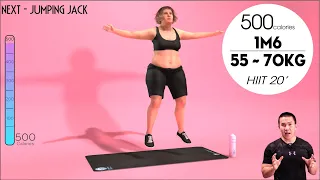 500 Calo 20 MIN HIIT - 1m6 - 55kg ~ 70kg - tập gì nhanh giảm mỡ  - 5kg   11lbs - 20 days