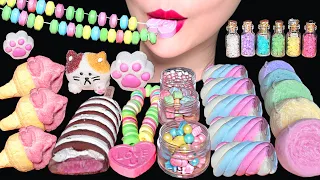 RAINBOW UNICORN POPULAR JELLY, MARSHMALLOW,  무지개 먹방, 마시멜로우, 솜사탕 MUKBANG EATING SOUNDS