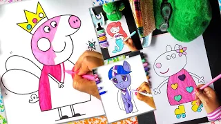 🔴 YULI AND DANNY LIVE 🖍️ Let's Color Twilight Sparkle, Ariel, Peppa Pig & Suzy Sheep | Fun Coloring