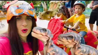 Jude Learns About Dinosaurs| @ T-Rex Ranch-Dinosaurs for kids | Educational Video Riding a dinosaur