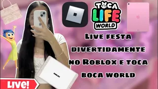LIVE festa divertidamente no roblox e toca boca world!! 🥳🥳