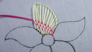 hand embroidery needle woven stitch and button hole stitch beautiful flower design