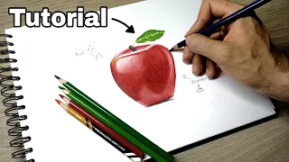 Como Dibujar una Manzana REALISTA 🍎 Fácil y Paso a Paso