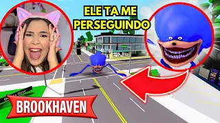 FUI PERSEGUIDA PELO MONSTRO AZUL ASSUSTADOR no BROOKHAVEN!!! - ROBLOX (Shin Sonic Tapes)