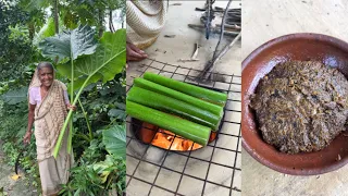 Traditional Fire-Roasted Taro Stalk Bharta Recipe