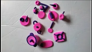 Barbie kitchen Set with super clay💗💗 #clayart #craft #diy #barbie # kitchenset