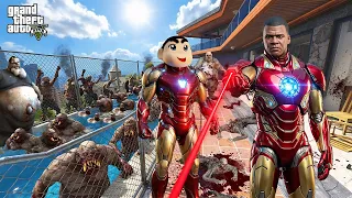 GTA 5: Shin-Chan and Franklin's Secret Iron Man Armor vs 1,000,000 Zombies 😲 | GTA 5 Bangla Gameplay