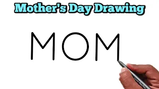 How to Draw Mother From Word MOM | Easy Mother's Drawing