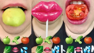 ASMR SATISFYING 먹방 emoji food Challenge apple tomato gummy candy