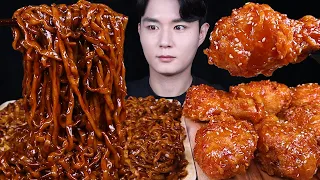 진진짜라 양념치킨 치킨 먹방ASMR MUKBANG SPICY BLACK BEAN NOODLES & FRIED CHICKEN チキン チャジャンラーメン eating sounds