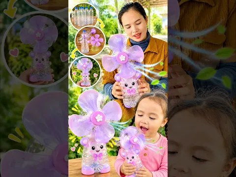 Mother makes a fan from two recycled water bottles​ #bushcraft #camping #outdoors #survival