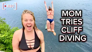 MOM TRIES CLIFF DIVING!!