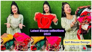 Vlog25 | SELF BLOUSE DESIGN 👗& LATEST BLOUSE COLLECTIONS 2023 #youtuber #bhairabsippy143
