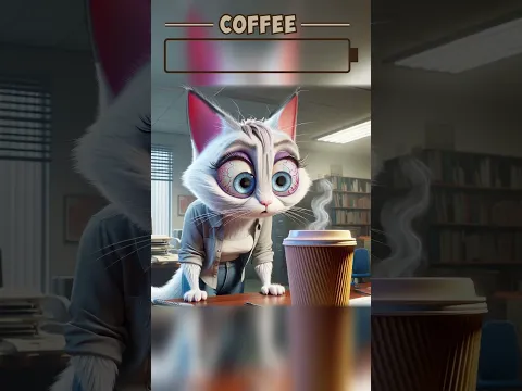 Mother Cat Drinks Lots of Coffee to Get By #funny #catlover #cuteanimals #cartoon