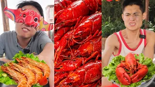 Đầu bếp hộp mù hôm nay nói rằng có những con tôm hùm lớn#blindboxfood#mukbang