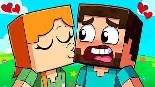 Steve & Alex FIRST KISS - Minecraft Animation - Steve and Alex Life Story