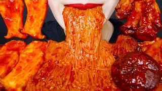 ASMR Spicy Mushrooms Mukbang eating show (No Talking)ㅣ매운 버섯모듬 먹방ㅣRED ASMR
