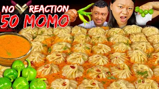 No Reaction Challenge with 50 Jhol Pork Momo 🔥 | Spicy Mukbang with My Husband! Nepali Mukbang🤩