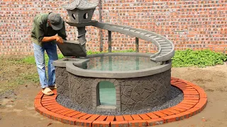 Designer Outdoor Water Fountain | Creative Aquarium with Cement and Brick