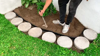 LANDSCAPING IDEAS - Decorating the corner of the garden with round concrete