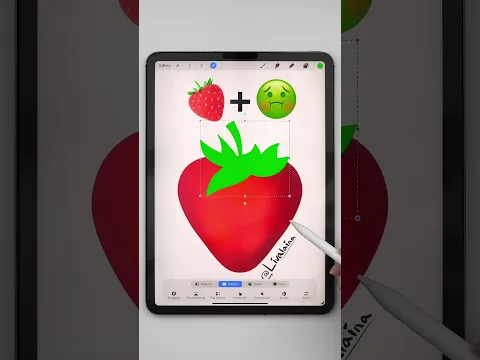 Strawberry not feeling well 🍓+🤢 Mixing emoji #art #emoji