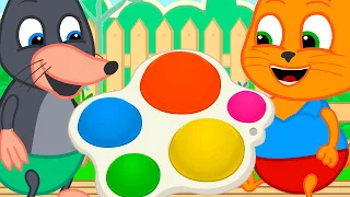 Familia de Gatos - Simple Dimple Arco Iris Dibujos animados para niños