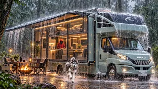 HEAVY RAIN CAMPING ⛈️ $170,000 LUXURY 3-ROOM MOTORHOME