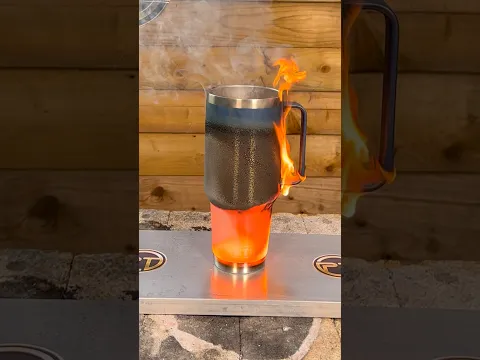 1600C° LAVA vs. YETI cup. Will the cup survive, and will it keep the LAVA liquid ?