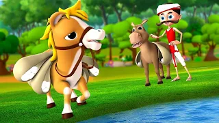 लालची घोड़े और गधे - Donkey and Greedy Horse 3D Animated Hindi Moral Stories | JOJO TV Hindi Tales