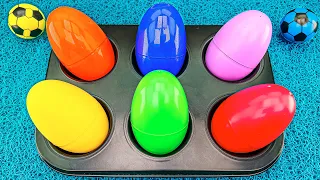 Satisfying ASMR | Opening Surprise Eggs in Magic Tray with Candy Color PlayDoh Slime Relaxing
